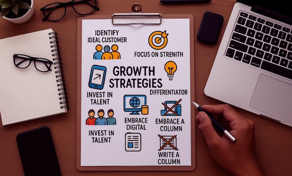 Keeping in mind the diversity of audience that may read this article, I’m going to outline the small business growth strategies for all types of Industries, from Manufacturing to Pharma, Retail, Technology, Finance and Health care; from Online to Offline, from Products to Services.